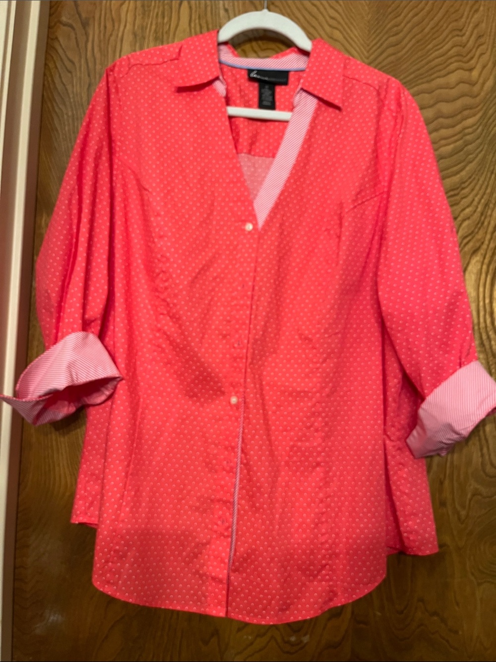22 Lane Bryant Coral Dot Button-Down Shirt